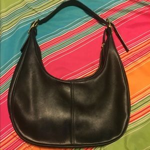 Black coach leather handbag shoulder bag purse